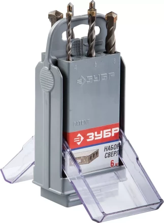 Набор ударных сверл ЗУБР &quot;МАСТЕР&quot; по бетону, 4, 5, 6х2шт, 8, 10мм, 6шт в супер боксе 2922-H6-SB купить в Ханты-Мансийске