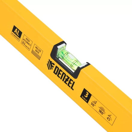 Уровень алюминиевый Denzel, магнит, фрезерованный, 3 глазка (1 зеркал.), 0,5 мм/м, 1000 мм, 33693 купить в Ханты-Мансийске