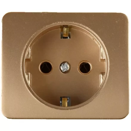 Розетка СВЕТОЗАР &quot;ГАММА&quot; с заземлением, одинарная, без вставки и рамки, цвет золотой металлик, 16А/~250В SV-54105-GM купить в Ханты-Мансийске