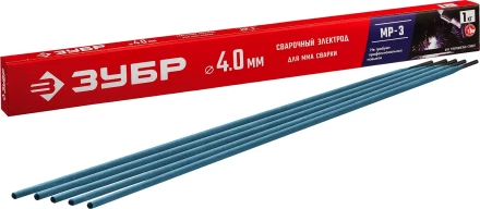 ЗУБР Д 4.0 х 450 мм, 1 кг в коробке, МР-3 рутиловый, электрод сварочный (40011-4.0) купить в Ханты-Мансийске