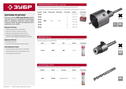 Коронка по бетону ЗУБР "МАСТЕР" с державкой SDS-Plus, 68 мм 29211-68 купить в Ханты-Мансийске