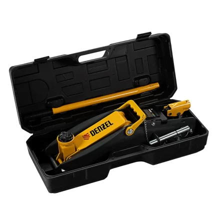 Домкрат гидравлический подкатной Denzel с фиксатором 2,8 т 135-385 мм в кейсе 51156 купить в Ханты-Мансийске