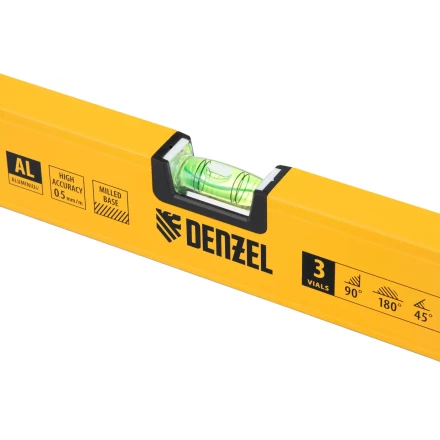 Уровень алюминиевый Denzel 33694, магнит, фрезерованный, 3 глазка (1 зеркал.), 0,5 мм/м, 1200 мм купить в Ханты-Мансийске