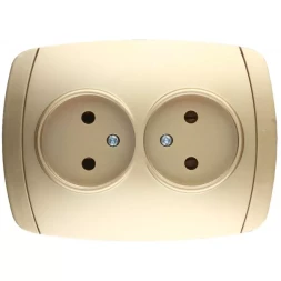 Розетка СВЕТОЗАР "АКЦЕНТ" двойная в сборе, без заземления, цвет золотой металлик, 16А/~250В SV-54202-GM