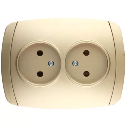Розетка СВЕТОЗАР &quot;АКЦЕНТ&quot; двойная в сборе, без заземления, цвет золотой металлик, 16А/~250В SV-54202-GM купить в Ханты-Мансийске