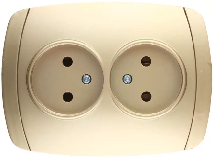 Розетка СВЕТОЗАР &quot;АКЦЕНТ&quot; двойная в сборе, без заземления, цвет золотой металлик, 16А/~250В SV-54202-GM купить в Ханты-Мансийске