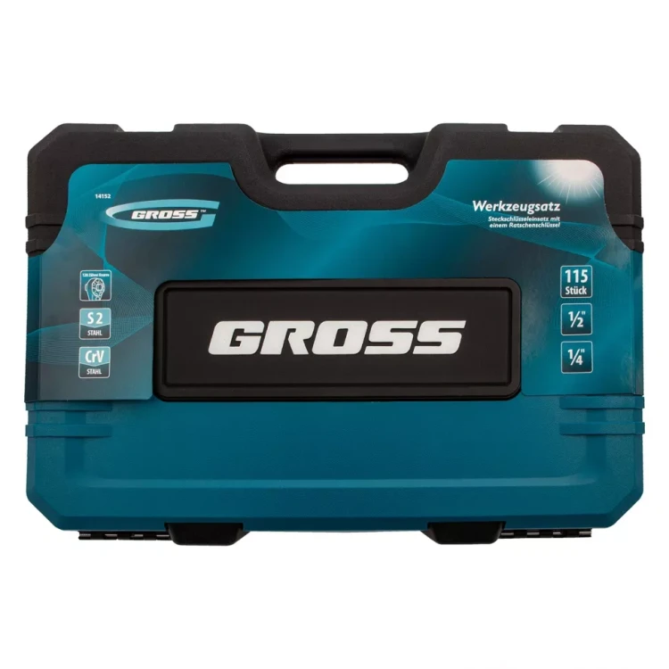Набор инструментов 115 предметов, 120 зубьев, CrV, 1/4", 1/2" Gross 14152 купить в Ханты-Мансийске