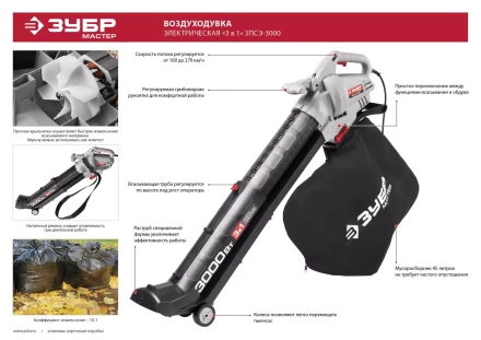 Пылесос садовый (воздуходувка) ЗПСЭ-3000 серия МАСТЕР купить в Ханты-Мансийске