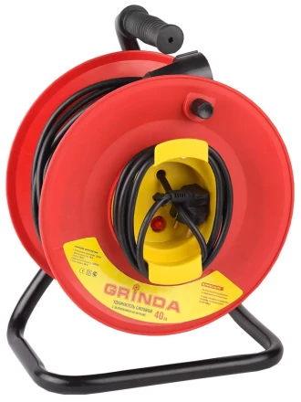 Удлинитель на катушке, 1 гнездо, евророзетка, 30м, заземление, защита от перегрузки, GRINDA 8-43665-30 купить в Ханты-Мансийске