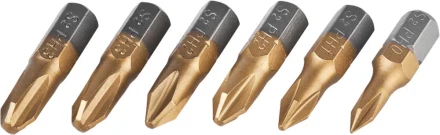 Набор JCB: Биты, хромомолибденовая сталь S2, титановое покрытие, 6 пред.: PH№ 0,1,2х2шт,3х2шт, 25мм JPL001 купить в Ханты-Мансийске