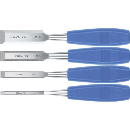 Набор стамесок плоских 4 штуки 6-12-18-24 мм СИБРТЕХ 24422 купить в Ханты-Мансийске