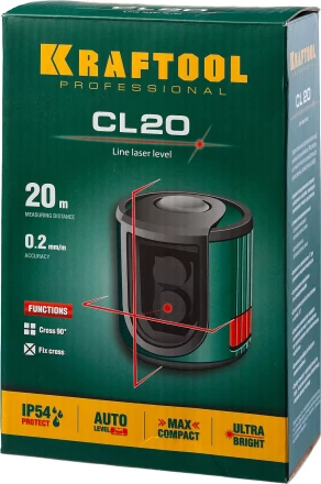 Нивелир лазерный линейный CL 20, сверхъяркий, KRAFTOOL 34700, двухлучевой, 20м, IP54, точн. 0,2 мм/м 34700 купить в Ханты-Мансийске