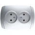 Розетка СВЕТОЗАР &quot;АКЦЕНТ&quot; двойная в сборе, без заземления, цвет серебристый металлик, 16А/~250В SV-54202-SM купить в Ханты-Мансийске