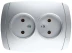 Розетка СВЕТОЗАР &quot;АКЦЕНТ&quot; двойная в сборе, без заземления, цвет серебристый металлик, 16А/~250В SV-54202-SM купить в Ханты-Мансийске