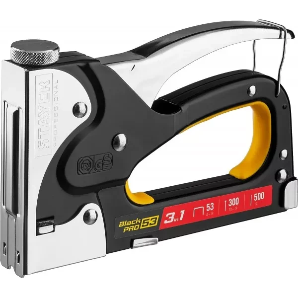 Степлер для скоб "BlackPro 53" 3-в-1: тип 53 (4-14 мм) / 300 (10-14 мм) / 500 (14 мм), STAYER Professional 31507 купить в Ханты-Мансийске