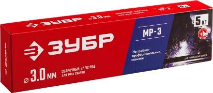 ЗУБР Д 3.0 х 350 мм, 5 кг в коробке, МР-3 рутиловый, электрод сварочный (40015-3.0) купить в Ханты-Мансийске