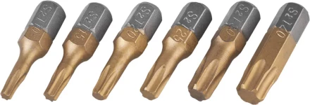 Набор JCB: Биты, хромомолибденовая сталь S2, титановое покрытие, 6 пред.: TX 10,15,20,25,30,40, 25мм JPL003 купить в Ханты-Мансийске