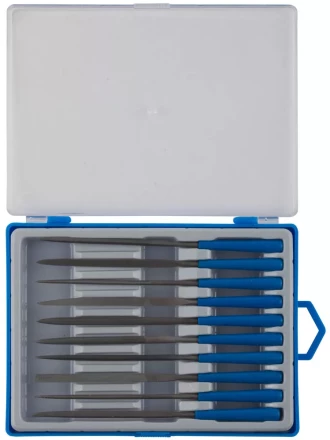 Набор ЗУБР "ЭКСПЕРТ" Надфили, пластмассовая ручка, насечка 2=бархатная, 100мм, 10шт 16021-2-H10 купить в Ханты-Мансийске