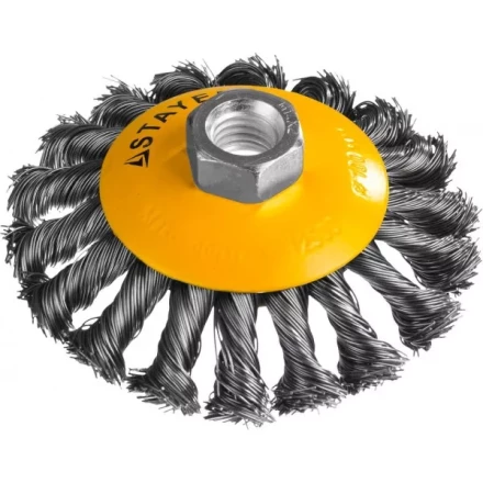 STAYER "PROFESSIONAL". Щетка коническая для УШМ, жгутированная стальная проволока 0,5мм, 100ммхМ14 35135-100 купить в Ханты-Мансийске