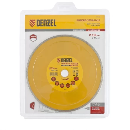 Диск алмазный отрезной сплошной 230 х 22,2 мм мокрая резка DENZEL артикул 73132 купить в Ханты-Мансийске