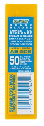 Лезвия OLFA сегментированные из нержавеющей стали, 9х80х0,38мм, 13 сегментов, 50шт OL-AB-50S купить в Ханты-Мансийске