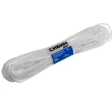 Шнур вязаный полипропиленовый СИБИН с сердечником, белый, длина 20 метров, диаметр 3 мм 50253 купить в Ханты-Мансийске