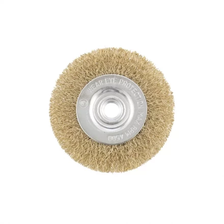 Щетка для УШМ 100 мм М14 плоская латунированная витая проволока MATRIX 74650 купить в Ханты-Мансийске