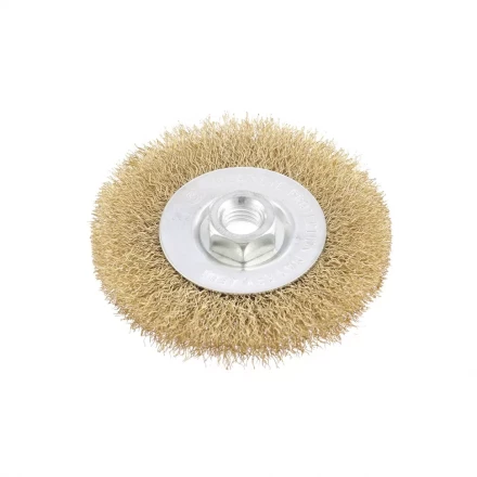 Щетка для УШМ 100 мм М14 плоская латунированная витая проволока MATRIX 74650 купить в Ханты-Мансийске