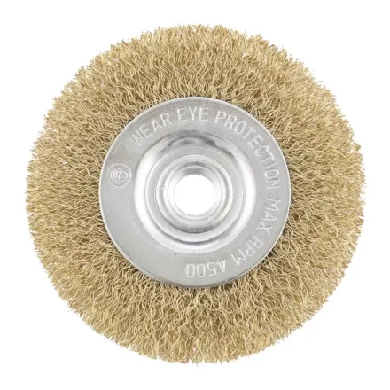 Щетка для УШМ 100 мм М14 плоская латунированная витая проволока MATRIX 74650 купить в Ханты-Мансийске
