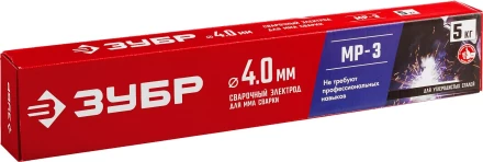 ЗУБР Д 4.0 х 450 мм, 5 кг в коробке МР-3 рутиловый, электрод сварочный (40015-4.0) купить в Ханты-Мансийске