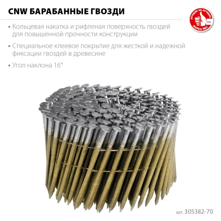 ЗУБР CNW 70 х 3.1 мм, барабанные гвозди рифленые, 4800 шт (305382-70) купить в Ханты-Мансийске