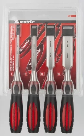 Набор долот-стамесок &quot;Тигровый глаз&quot; плоских 4 штуки 6-12-18-24 мм MATRIX 24432 купить в Ханты-Мансийске