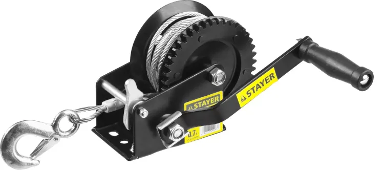 Лебедка ручная барабанная STAYER "MASTER", тяговая, тросовая, 0,7т, 8м 43112-0.7 купить в Ханты-Мансийске