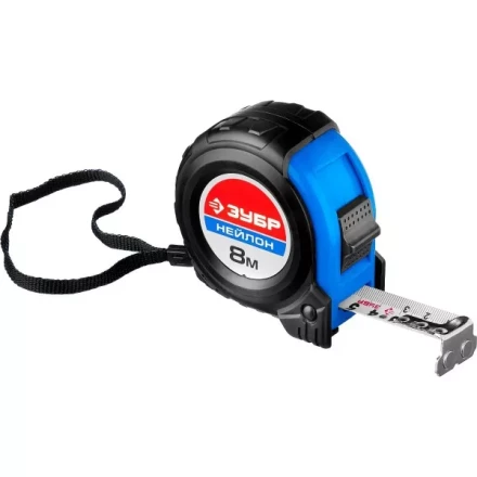 Рулетка ЗУБР &quot;НЕЙЛОН&quot;, нейлоновое покрытие, упрочненное полотно, ударопрочный обрезиненный корпус, 8м/25мм 34056-08-25_z01 купить в Ханты-Мансийске