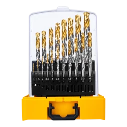 Набор сверл по металлу Denzel 723003, 1-10 мм, Р6М5-TiN, Golden Tip, 19 шт