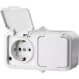 Розетка STAYER "MASTER" "MAXIMA" двухместная, с заземлением, с защитной крышкой, IP54, 16А, 220В 54307-W