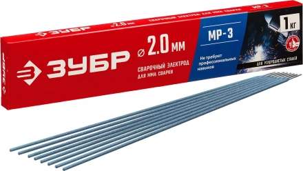 ЗУБР Д 2.0 х 300 мм, 1 кг в коробке, МР-3 рутиловый, электрод сварочный (40011-2.0) купить в Ханты-Мансийске