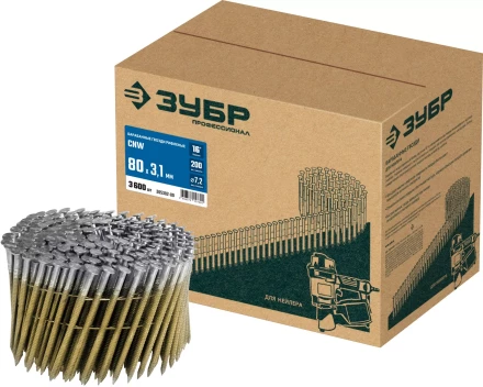 ЗУБР CNW 80 х 3.1 мм, барабанные гвозди рифленые, 3600 шт (305382-80) купить в Ханты-Мансийске