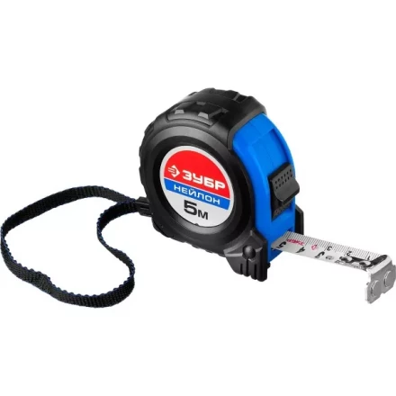 Рулетка ЗУБР &quot;НЕЙЛОН&quot;, нейлоновое покрытие, упрочненное полотно, ударопрочный обрезиненный корпус, 5м/19мм 34056-05-19_z01 купить в Ханты-Мансийске