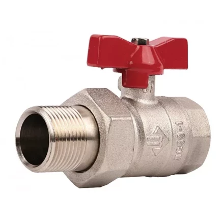 Кран ЗУБР шаровой 1/2&quot; полнопроходной с накидной гайкой &quot;мама-папа&quot;, бабочка, никелированная латунь 51357-N-1/2 купить в Ханты-Мансийске