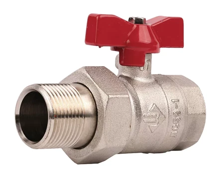 Кран ЗУБР шаровой 1/2&quot; полнопроходной с накидной гайкой &quot;мама-папа&quot;, бабочка, никелированная латунь 51357-N-1/2 купить в Ханты-Мансийске