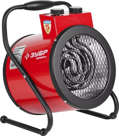 Пушка ЗУБР "МАСТЕР" "круглая" тепловая электрическая, гладкий нерж ТЭН, 2/1 кВт, 220В ЗТП-2000_М2 купить в Ханты-Мансийске