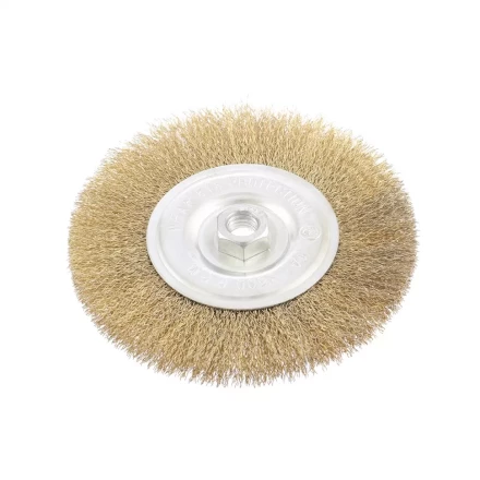 Щетка для УШМ 150 мм М14 плоская латунированная витая проволока MATRIX 74652 купить в Ханты-Мансийске