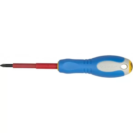 ЗУБР "ПРОФИ ЭЛЕКТРИК". Отвертка Cr-V, трехкомпонент рукоятка, высоковольтная до ~1000В, PH №1, 80 мм 25262-1-080 купить в Ханты-Мансийске