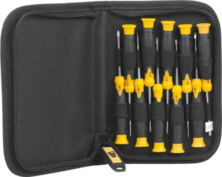 Набор JCB: Отвертки для точных работ, двухкомпонентные рукоятки, CrV cталь, 11 предм, чехол JSD026 купить в Ханты-Мансийске