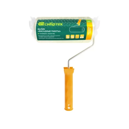 Валик &quot;Фасадные работы&quot;,180 мм, ворс 18 мм, D 48 мм, D ручки - 6 мм, полиакрил,полиэстер Сибртех 80206 купить в Ханты-Мансийске