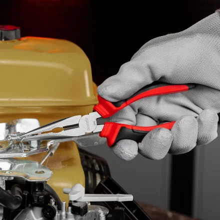 Длинногубцы прямые Matrix, 160 мм, хром-ванадий, двухкомпонентные рукоятки, 17309 купить в Ханты-Мансийске