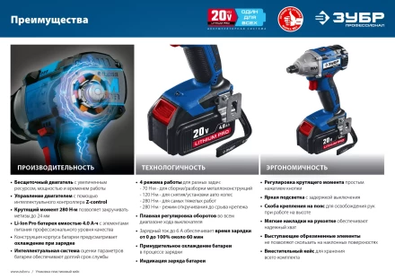 Ударный гайковерт аккумуляторный BL-motor 2 АКБ GB-250 A5 серия ПРОФЕССИОНАЛ купить в Ханты-Мансийске