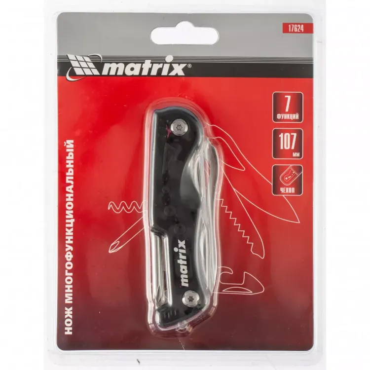 Нож многофункциональный 7 функций в чехле 107 мм Matrix 17624 купить в Ханты-Мансийске