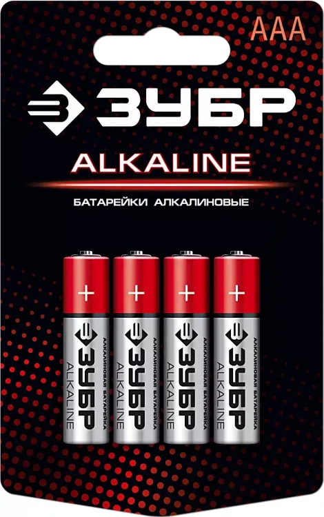 Батарейка "ЗУБР" "ALCALINE" щелочная (алкалиновая), "AAA", 1,5В, 4шт 59221-4C купить в Ханты-Мансийске